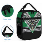 New Zealand Maori Rugby Lunch Bag Aotearoa Koru Geometric - Naturalistic Green
