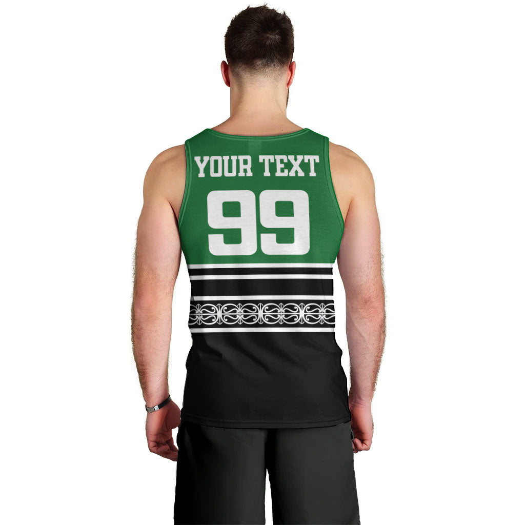 New Zealand Maori Rugby Custom Men Tank Top Aotearoa Koru Geometric - Naturalistic Green