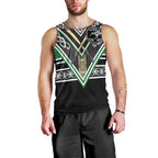 New Zealand Maori Rugby Custom Men Tank Top Aotearoa Koru Geometric - Naturalistic Green