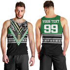 New Zealand Maori Rugby Custom Men Tank Top Aotearoa Koru Geometric - Naturalistic Green