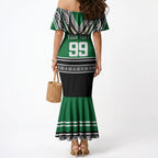 New Zealand Maori Rugby Custom Mermaid Dress Aotearoa Koru Geometric - Naturalistic Green