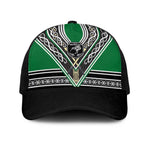 New Zealand Maori Rugby Mesh Trucker Cap Aotearoa Koru Geometric - Naturalistic Green