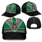 New Zealand Maori Rugby Mesh Trucker Cap Aotearoa Koru Geometric - Naturalistic Green