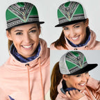 New Zealand Maori Rugby Mesh Trucker Cap Aotearoa Koru Geometric - Naturalistic Green