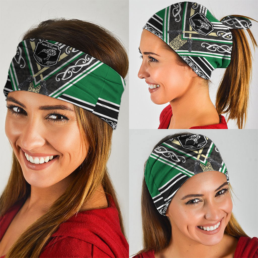 New Zealand Maori Rugby Neck Gaiter Aotearoa Koru Geometric - Naturalistic Green
