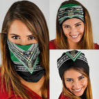 New Zealand Maori Rugby Neck Gaiter Aotearoa Koru Geometric - Naturalistic Green