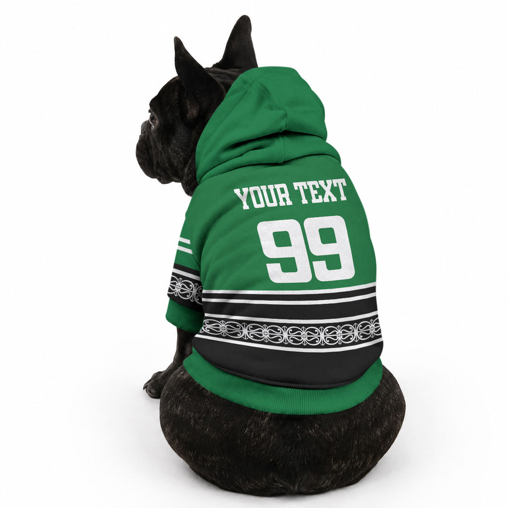 New Zealand Maori Rugby Custom Pet Hoodie Aotearoa Koru Geometric - Naturalistic Green