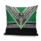 New Zealand Maori Rugby Pillow Cover Aotearoa Koru Geometric - Naturalistic Green