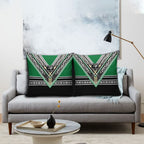 New Zealand Maori Rugby Pillow Cover Aotearoa Koru Geometric - Naturalistic Green