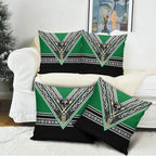 New Zealand Maori Rugby Pillow Cover Aotearoa Koru Geometric - Naturalistic Green