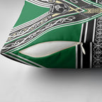New Zealand Maori Rugby Pillow Cover Aotearoa Koru Geometric - Naturalistic Green