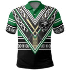New Zealand Maori Rugby Custom Polo Shirt Aotearoa Koru Geometric - Naturalistic Green
