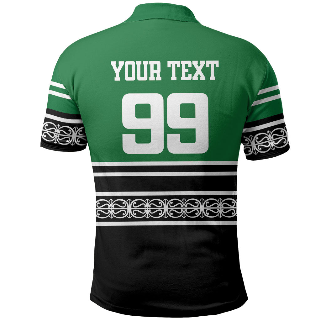 New Zealand Maori Rugby Custom Polo Shirt Aotearoa Koru Geometric - Naturalistic Green