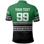 New Zealand Maori Rugby Custom Polo Shirt Aotearoa Koru Geometric - Naturalistic Green
