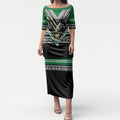 New Zealand Maori Rugby Custom Puletasi Aotearoa Koru Geometric - Naturalistic Green