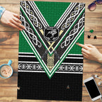 New Zealand Maori Rugby Puzzle Aotearoa Koru Geometric - Naturalistic Green