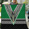 New Zealand Maori Rugby Quilt Aotearoa Koru Geometric - Naturalistic Green