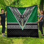 New Zealand Maori Rugby Quilt Aotearoa Koru Geometric - Naturalistic Green