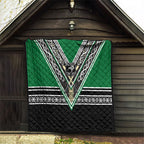 New Zealand Maori Rugby Quilt Aotearoa Koru Geometric - Naturalistic Green