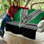 New Zealand Maori Rugby Quilt Aotearoa Koru Geometric - Naturalistic Green