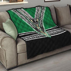 New Zealand Maori Rugby Quilt Aotearoa Koru Geometric - Naturalistic Green