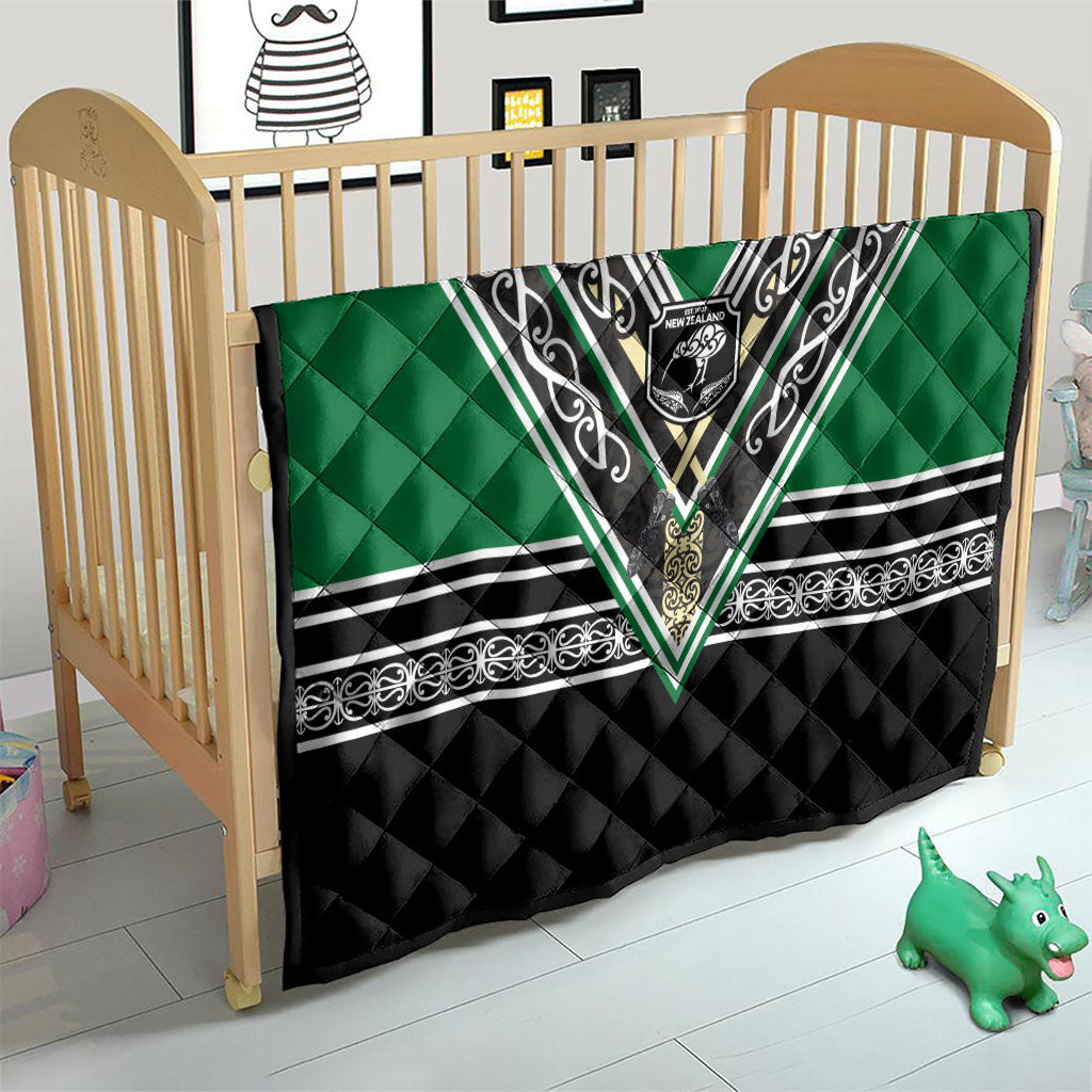 New Zealand Maori Rugby Quilt Aotearoa Koru Geometric - Naturalistic Green