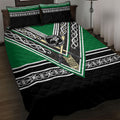 New Zealand Maori Rugby Quilt Bed Set Aotearoa Koru Geometric - Naturalistic Green