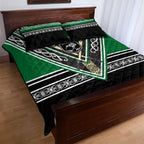 New Zealand Maori Rugby Quilt Bed Set Aotearoa Koru Geometric - Naturalistic Green