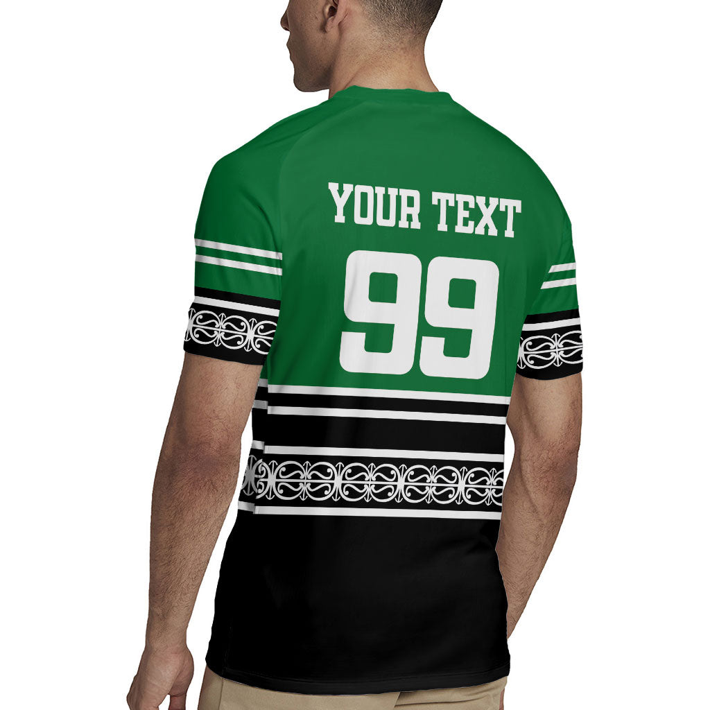 New Zealand Maori Rugby Custom Rugby Jersey Aotearoa Koru Geometric - Naturalistic Green