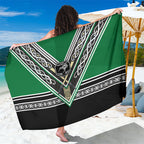 New Zealand Maori Rugby Sarong Aotearoa Koru Geometric - Naturalistic Green