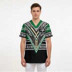 New Zealand Maori Rugby Custom Scrub Top Aotearoa Koru Geometric - Naturalistic Green