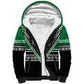 New Zealand Maori Rugby Custom Sherpa Hoodie Aotearoa Koru Geometric - Naturalistic Green