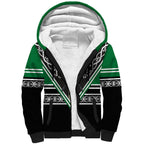 New Zealand Maori Rugby Custom Sherpa Hoodie Aotearoa Koru Geometric - Naturalistic Green