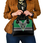 New Zealand Maori Rugby Shoulder Handbag Aotearoa Koru Geometric - Naturalistic Green