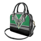 New Zealand Maori Rugby Shoulder Handbag Aotearoa Koru Geometric - Naturalistic Green