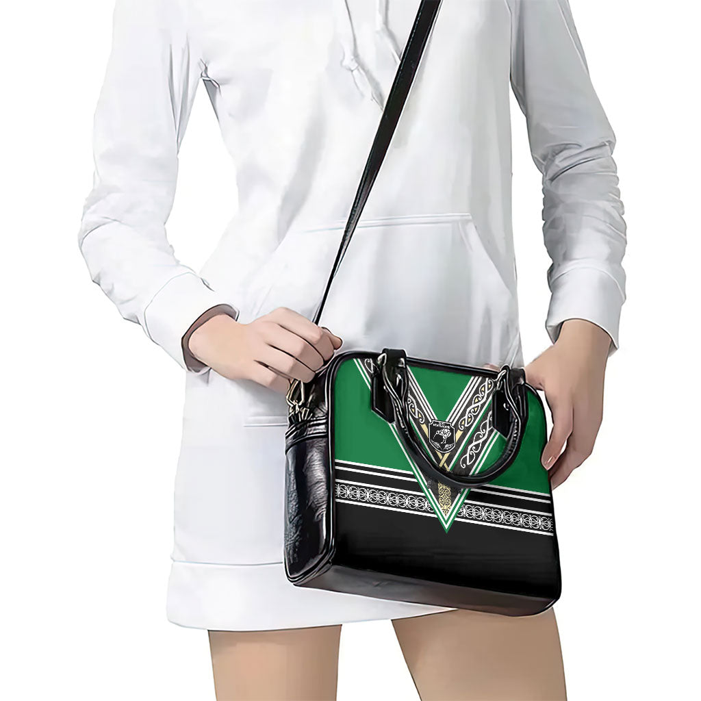 New Zealand Maori Rugby Shoulder Handbag Aotearoa Koru Geometric - Naturalistic Green