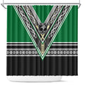 New Zealand Maori Rugby Shower Curtain Aotearoa Koru Geometric - Naturalistic Green