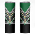 New Zealand Maori Rugby Skinny Tumbler Aotearoa Koru Geometric - Naturalistic Green
