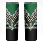 New Zealand Maori Rugby Skinny Tumbler Aotearoa Koru Geometric - Naturalistic Green