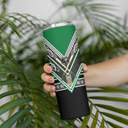 New Zealand Maori Rugby Skinny Tumbler Aotearoa Koru Geometric - Naturalistic Green
