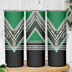 New Zealand Maori Rugby Skinny Tumbler Aotearoa Koru Geometric - Naturalistic Green