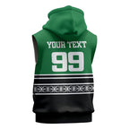 New Zealand Maori Rugby Custom Sleeveless Hoodie Aotearoa Koru Geometric - Naturalistic Green