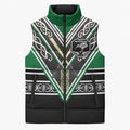 New Zealand Maori Rugby Custom Sleeveless Puffer Jacket Aotearoa Koru Geometric - Naturalistic Green