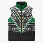New Zealand Maori Rugby Custom Sleeveless Puffer Jacket Aotearoa Koru Geometric - Naturalistic Green