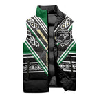 New Zealand Maori Rugby Custom Sleeveless Puffer Jacket Aotearoa Koru Geometric - Naturalistic Green