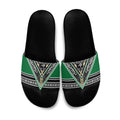 New Zealand Maori Rugby Slide Sandals Aotearoa Koru Geometric - Naturalistic Green