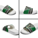 New Zealand Maori Rugby Slide Sandals Aotearoa Koru Geometric - Naturalistic Green