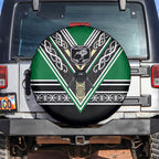 New Zealand Maori Rugby Spare Tire Cover Aotearoa Koru Geometric - Naturalistic Green