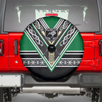 New Zealand Maori Rugby Spare Tire Cover Aotearoa Koru Geometric - Naturalistic Green
