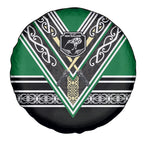 New Zealand Maori Rugby Spare Tire Cover Aotearoa Koru Geometric - Naturalistic Green
